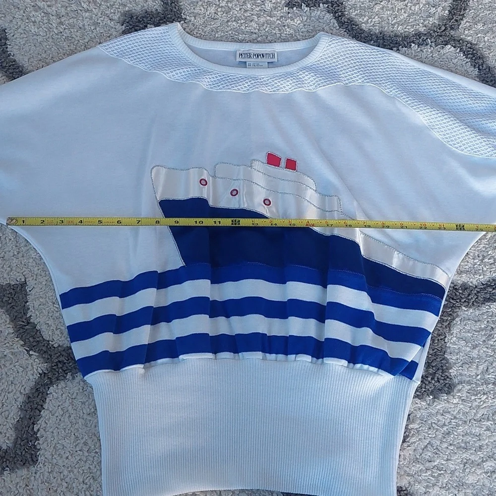 Peter Popovitch Vintge Top White with Boat Applica and Mesh Feature Size Med NWT - Picture 3 of 8